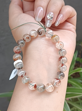 天然水晶彩幽灵景象手链女款单圈时尚百搭饰品礼物送女友闺蜜生日