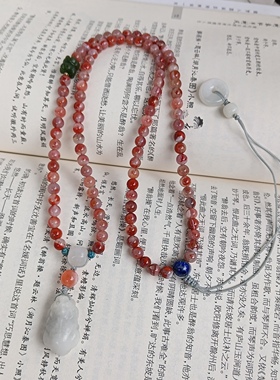 天然南红和田玉貔貅毛衣链项链女款颈链配饰礼物原创款