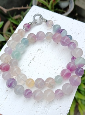 天然萤石项链女单圈时尚小清新简约水晶饰品百搭礼物