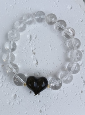 天然水晶白水晶金曜石爱心屁桃手串生日礼物送闺蜜朋友