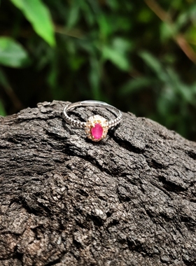 天然坦桑尼亚红宝石戒指女款时尚百搭饰品礼物送女友闺蜜