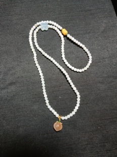 天然翡翠米珠手链项链毛衣链多用款玉质温润细糯清丽海蓝宝蝴蝶