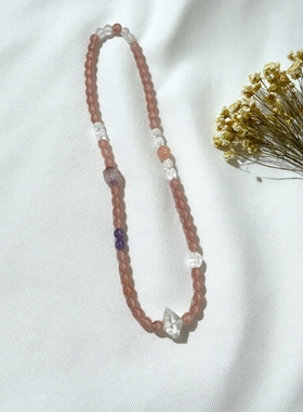 白羊座天然白水晶草莓晶项紫水晶链女款轻奢小众设计感高级锁骨链