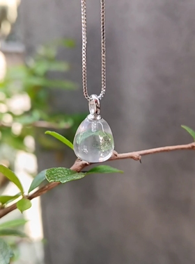 天然白水晶吊坠S925银项链女款锁骨链颈链配饰礼物原创款