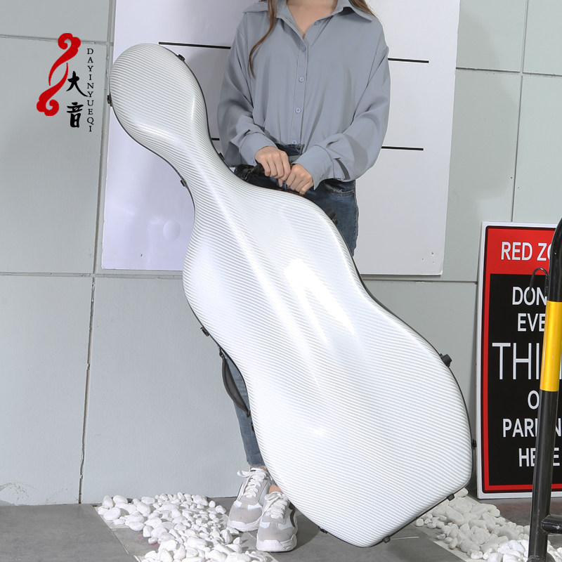 乐器配件大提琴箱子盒子双肩背手提轮子拉手带锁扣4/4复合碳纤维