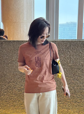 夏季宽松字母T恤短袖印花上衣女