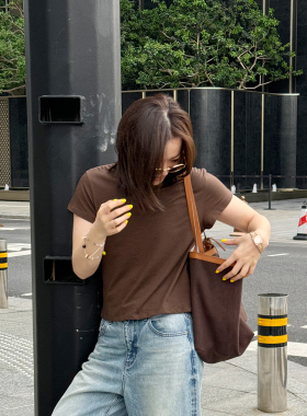 JOSIE CHOW【极简风】夏季新款修身短袖T恤圆领弹力上衣JC980535