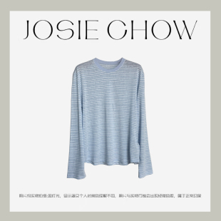 JOSIE 简单百搭 春夏宽松长袖 条纹T恤圆领上衣女JC1010183 CHOW