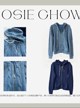 JOSIE CHOW【劳家】休闲减龄连帽拉链纯棉开衫。RL682183