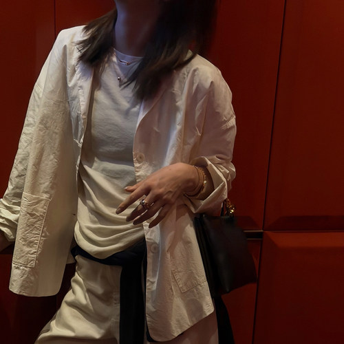 近江晒纯棉中长款宽松外套女