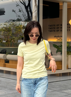 JOSIE CHOW【五彩缤纷】夏季新款纯色圆领T恤短袖上衣女JC850598