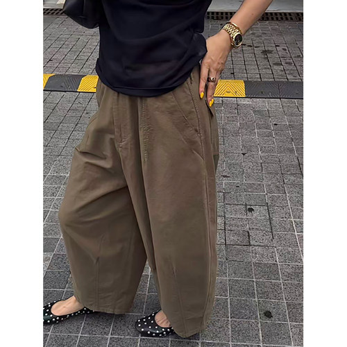 春夏宽松九分裤高腰萝卜休闲裤