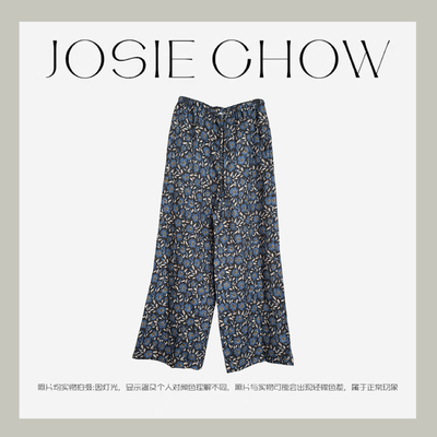 夏季新款亚麻印花直筒休闲长裤女