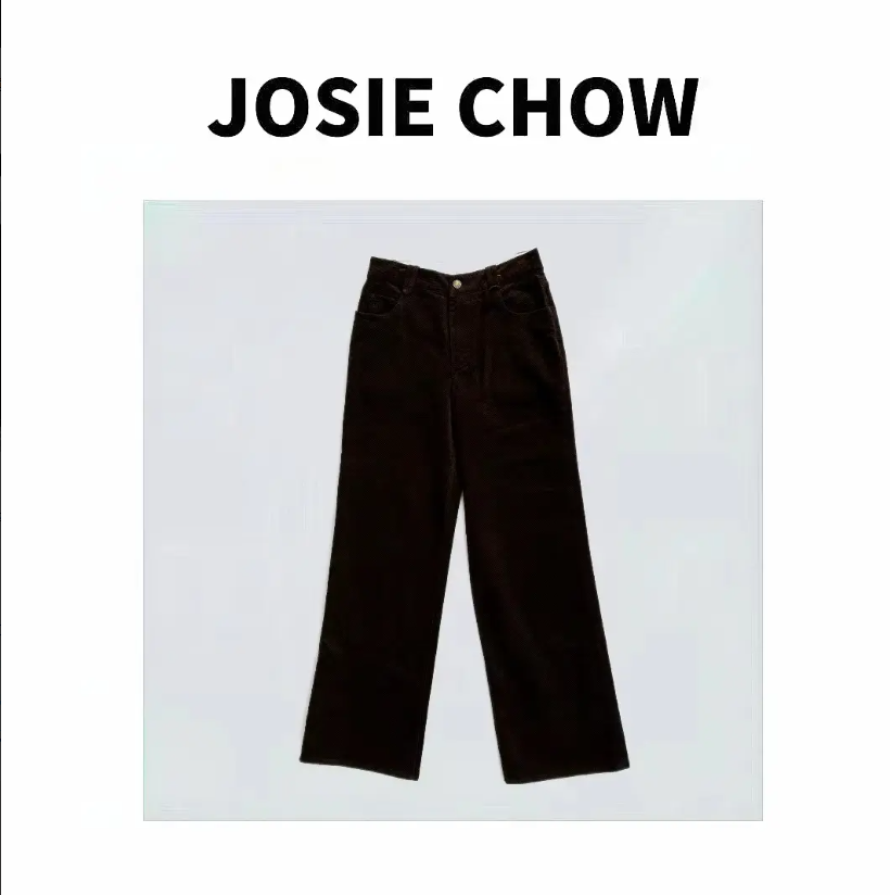 JOSIE CHOW【深咖棕】秋冬斜纹灯芯绒休闲直筒裤。JC322218