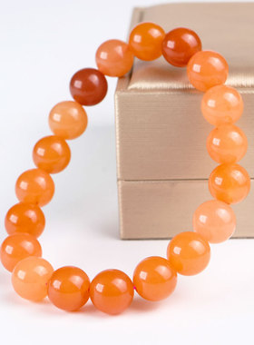 新疆天然金丝玉手串 16mm男女款琥珀黄鸡油黄多宝玉石珠子直切珠