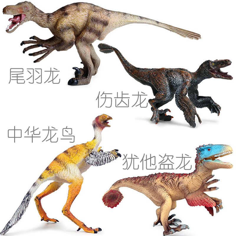 尾羽龙玩具 硬塑胶仿真中华鸟龙喙嘴翼龙犹他盗龙伤齿龙恐龙模型