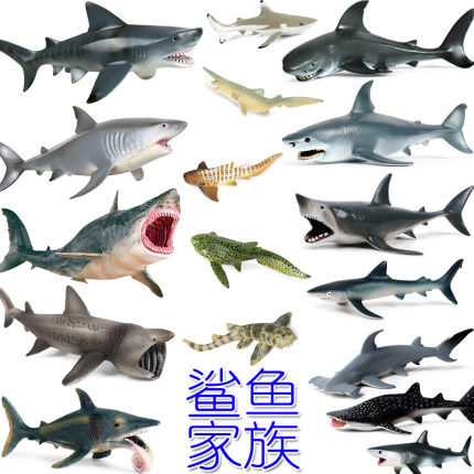 仿真鲨鱼玩具大全灰鲭鲨小青鲨噬人鲨巨口鲨鲸鲨大白鲨无沟双髻鲨