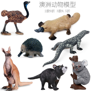 澳大利亚野生动物模型鸭嘴兽袋鼠鸸鹋考拉几维鸟袋獾针鼹儿童玩具