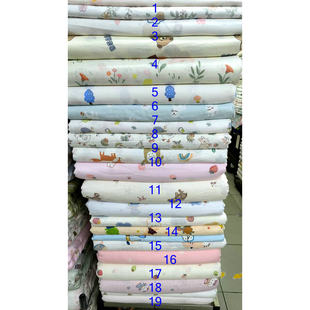 全纯棉双层纱布料婴儿衣服浴巾卡通料宝宝尿布口水巾被套床品环保