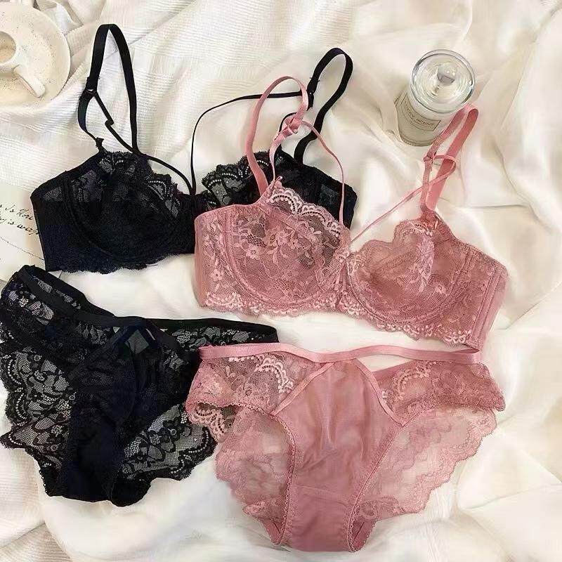 性感蕾丝内衣女超薄款透气夏季大胸显小胸全罩杯无痕套装文胸罩