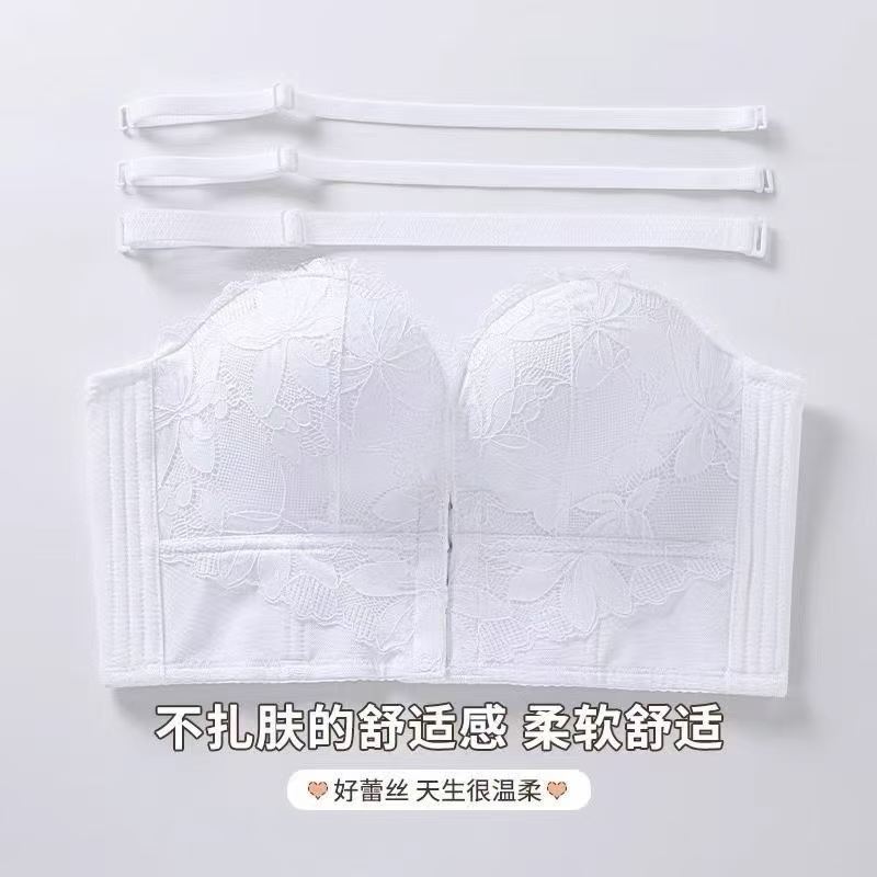 前扣抹胸无肩带内衣女防滑聚拢小胸显大隐形无痕露肩裹胸美背文胸
