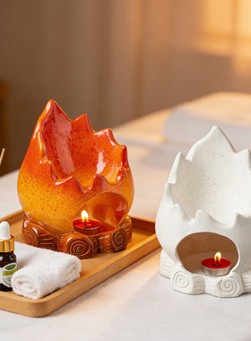 陶瓷精油炉高颜值创意干烧炉火焰玄关收纳摆件酒店民宿家居装饰品