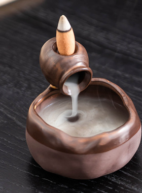陶瓷创意倒流香炉新中式古典小香炉家居茶室香道沉香薰炉轻奢摆件