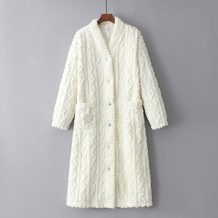 原单秋冬法兰绒睡衣小清新可爱睡袍保暖甜美浴衣女居家服新款 清仓