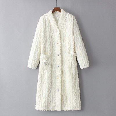 舒棉绒女法兰绒甜美清新睡衣浴袍