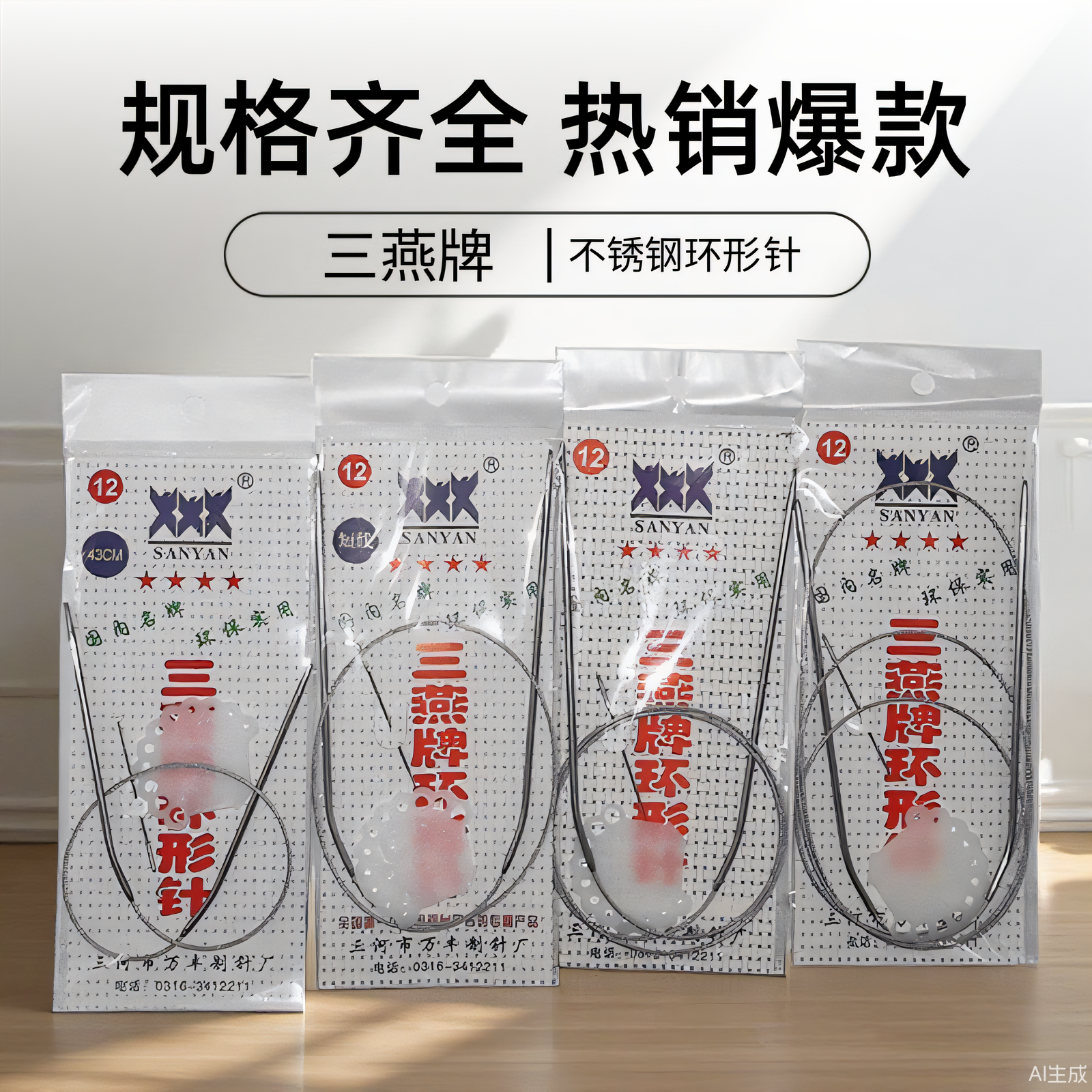 43 60 80cm 120厘米不锈钢环形针三燕毛衣毛线长短型编织工具套装