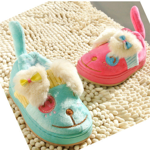 Pantoufles enfants en suède pour hiver - semelle caoutchouc - Ref 1026326 Image 3