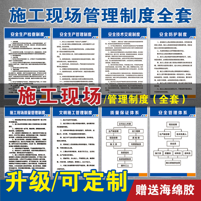 建筑工地施工现场安全管理制度牌八大员岗位职责文明施工安全生产