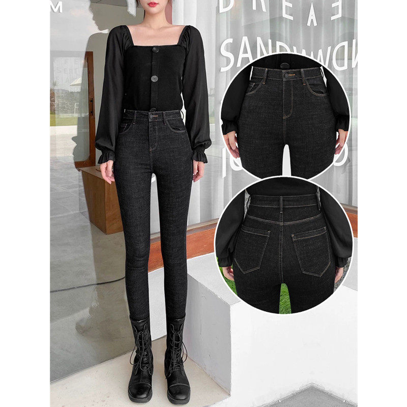 黑色牛仔裤女春季秋冬2026年新款高腰修身弹力显瘦九分小脚铅笔裤