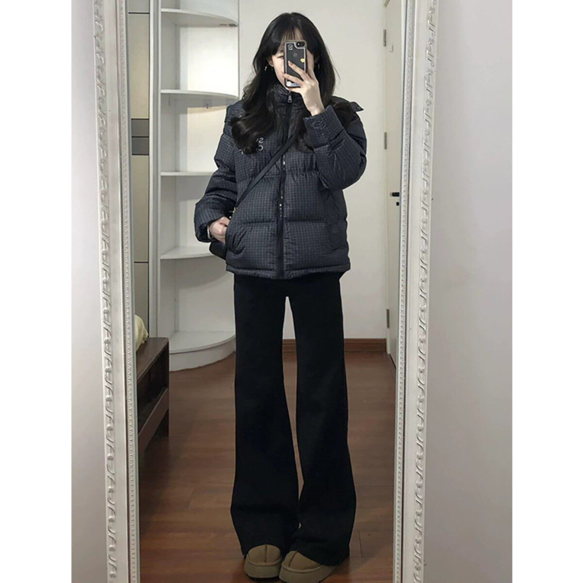 美式黑色微喇牛仔裤女春季秋冬2026新款高腰不贴腿直筒拖地喇叭裤