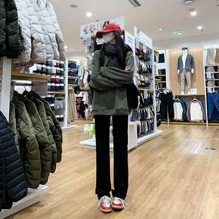 黑色窄版直筒牛仔裤女加绒秋冬2025新款爆款显瘦小个子加长烟管裤