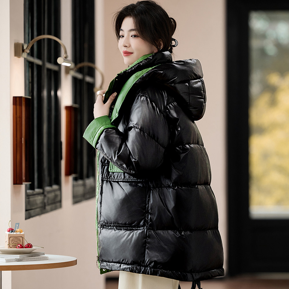 90白鸭绒女中长款加厚羽绒服