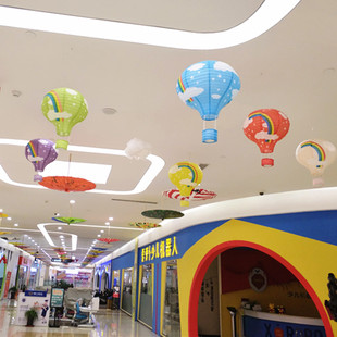 幼儿园吊饰商场装饰品儿童生日会场布置卡通热气球造型纸灯笼挂饰