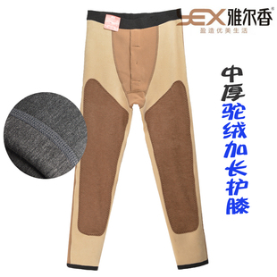 秋冬新款雅尔香8622男士中厚一体加绒驼绒裤护膝保暖裤