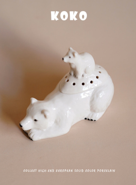 装饰品北极熊造型陶瓷摆件小罐子