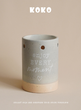 KOKO出口北欧简约灰色字母陶瓷香薰烛台家居扩香器精油炉摆件装饰