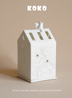 仙女房子造型陶瓷烛台摆件