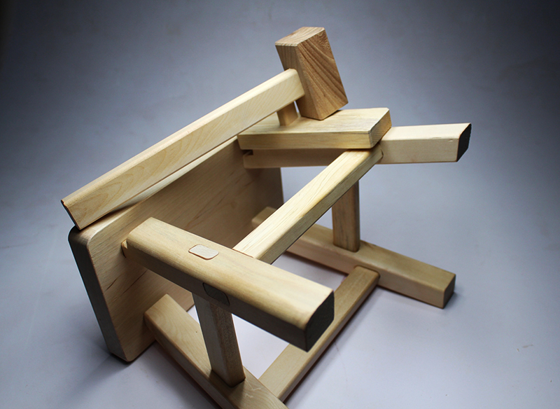 四脚八叉凳纯榫卯拆装中国榫卯积木手工木作通用技术作品拼装玩具