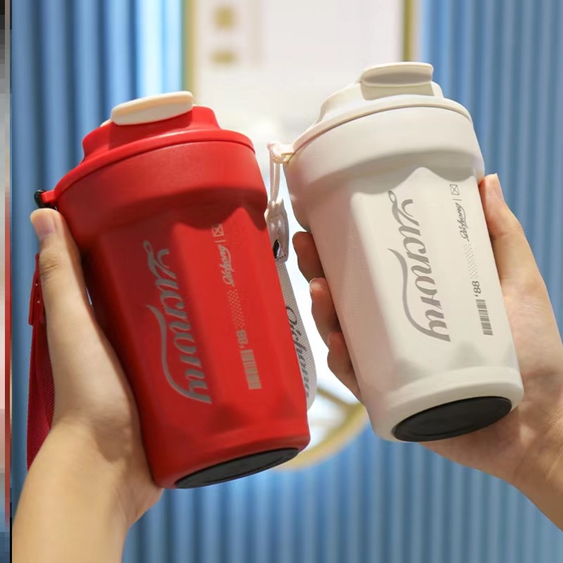 咖啡杯316不锈钢保温杯户外高颜值男女学生车载水杯礼品杯子简约