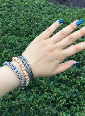 尼泊尔素银雕花手镯复古纯手工制作生日礼物925银开口手镯