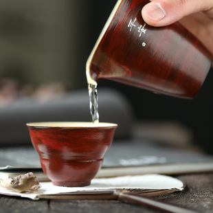 国内陶艺家手作故宫红日式粗陶碗主人杯葫芦品茗杯珍珠光泽