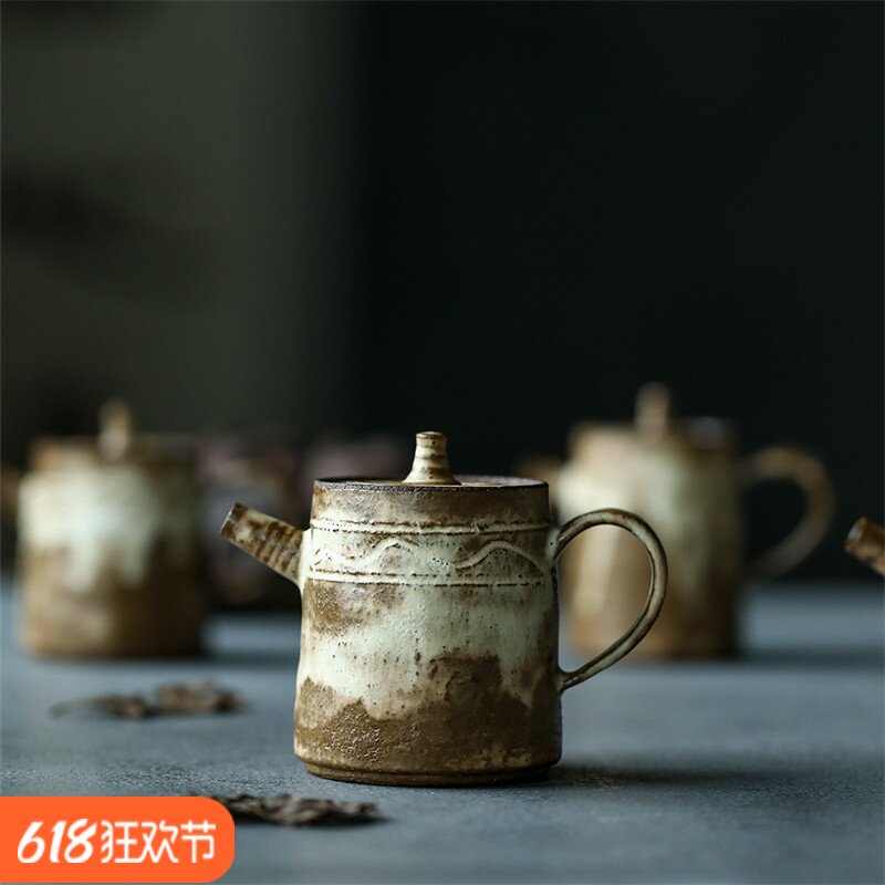 原矿柴烧可养手捏粗陶壶景德镇纯手工复古陶泥南蛮烧可养泡茶壶小