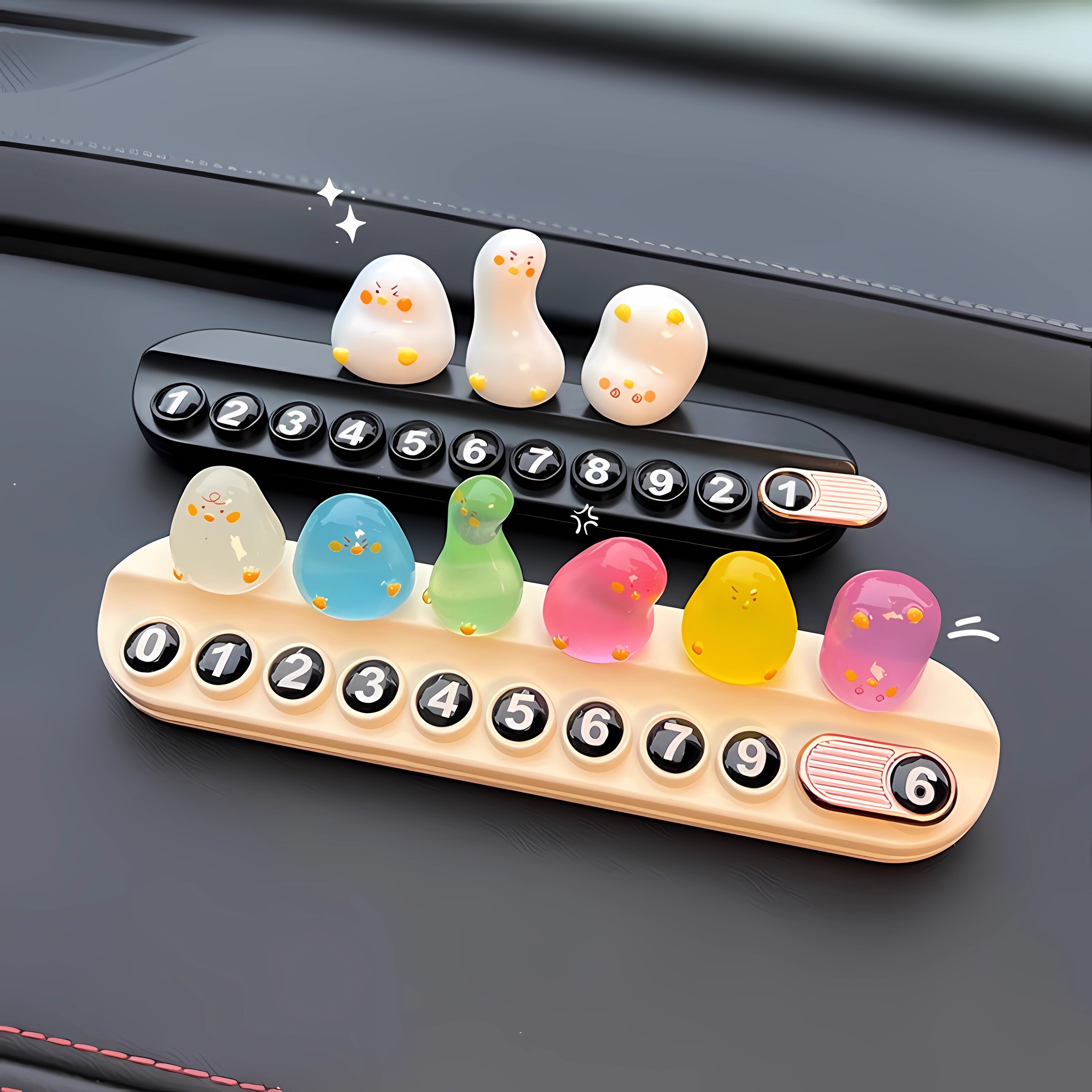 高级感车载摆件汽车临时停车牌女可爱挪车电话牌手机号码牌装饰