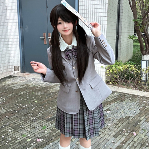 jk外套西服校供百搭收腰jk灰色