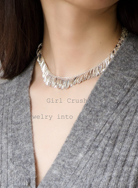 Girl Crush/【火树银花】麦穗亮片项链女锁骨链小众设计感脖颈链