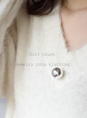 Girl crush/大光珠时髦博主氛围感性冷风清冷感纯银项链